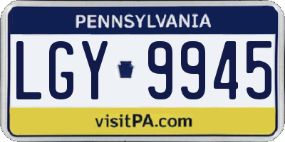 PA license plate LGY9945