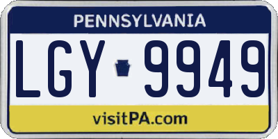 PA license plate LGY9949