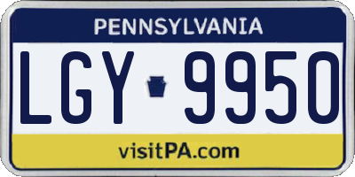 PA license plate LGY9950