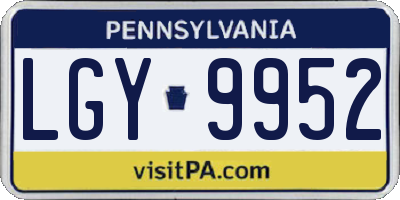 PA license plate LGY9952