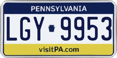PA license plate LGY9953