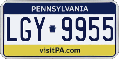 PA license plate LGY9955