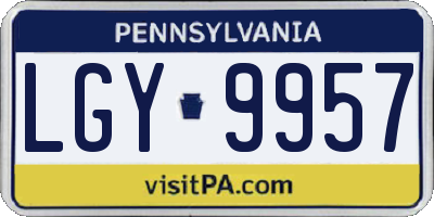 PA license plate LGY9957