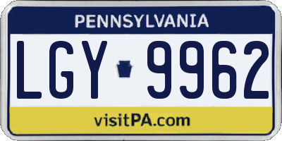 PA license plate LGY9962