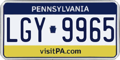 PA license plate LGY9965