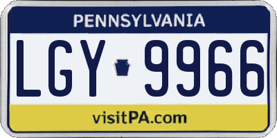 PA license plate LGY9966