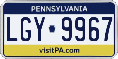 PA license plate LGY9967