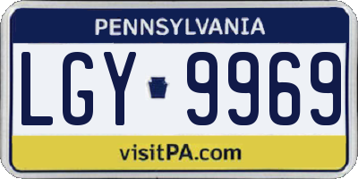 PA license plate LGY9969