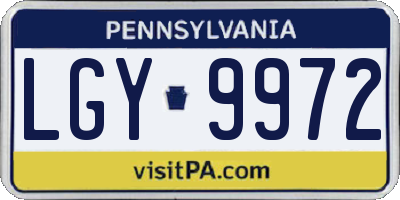 PA license plate LGY9972