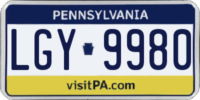 PA license plate LGY9980
