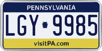 PA license plate LGY9985