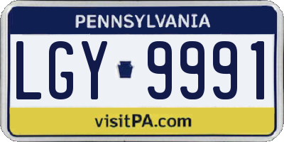 PA license plate LGY9991