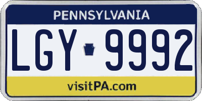 PA license plate LGY9992
