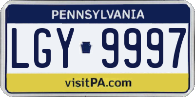 PA license plate LGY9997