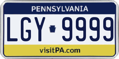 PA license plate LGY9999