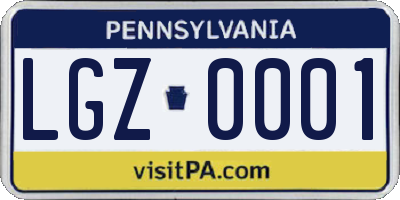 PA license plate LGZ0001