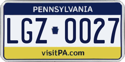 PA license plate LGZ0027