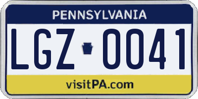 PA license plate LGZ0041