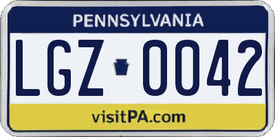 PA license plate LGZ0042