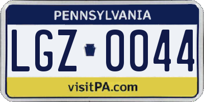 PA license plate LGZ0044