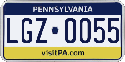 PA license plate LGZ0055