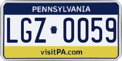 PA license plate LGZ0059