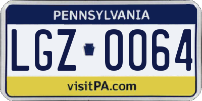 PA license plate LGZ0064