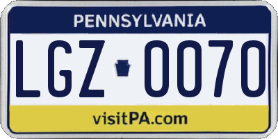 PA license plate LGZ0070