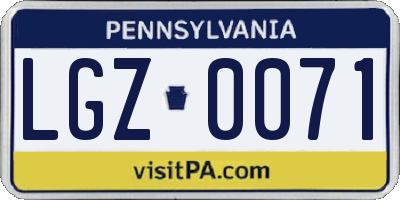 PA license plate LGZ0071