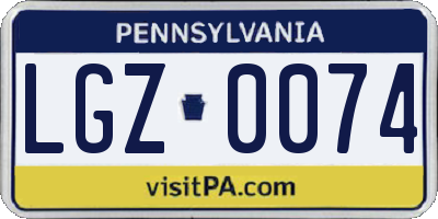 PA license plate LGZ0074