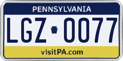 PA license plate LGZ0077