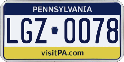 PA license plate LGZ0078