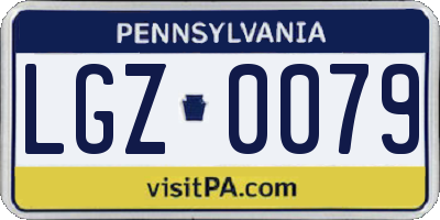PA license plate LGZ0079