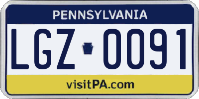 PA license plate LGZ0091