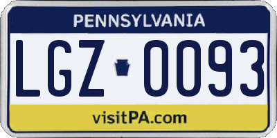 PA license plate LGZ0093
