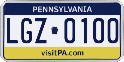 PA license plate LGZ0100