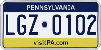 PA license plate LGZ0102