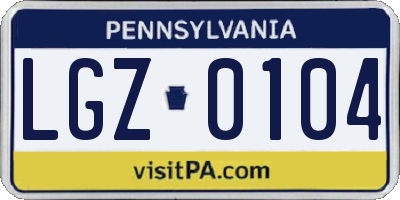 PA license plate LGZ0104