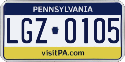 PA license plate LGZ0105