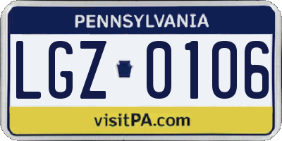 PA license plate LGZ0106