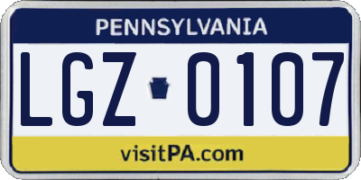PA license plate LGZ0107