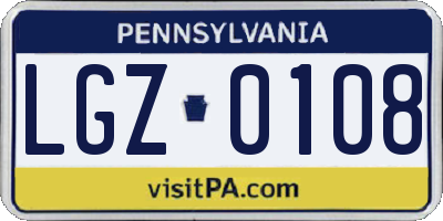 PA license plate LGZ0108