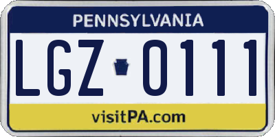 PA license plate LGZ0111