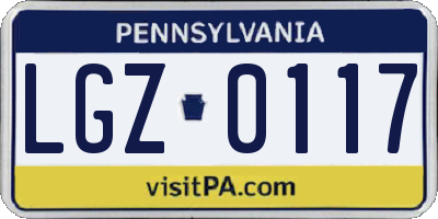 PA license plate LGZ0117
