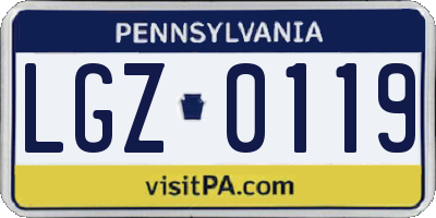 PA license plate LGZ0119