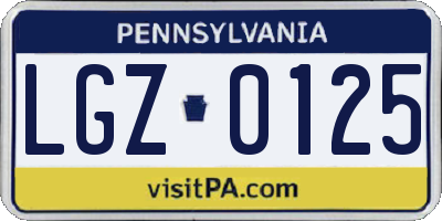 PA license plate LGZ0125