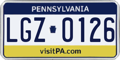 PA license plate LGZ0126