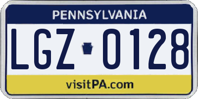 PA license plate LGZ0128