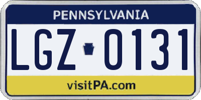 PA license plate LGZ0131