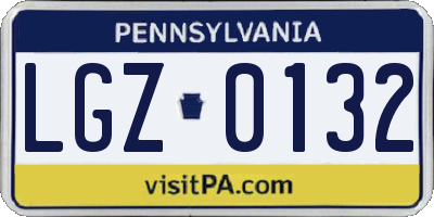 PA license plate LGZ0132